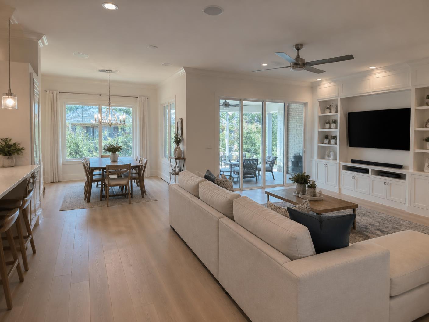 Carpenter installing custom millwork during an interior renovation of a Boca Raton condominium